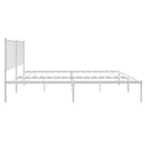 Metal Bed Frame without Mattress with Headboard White 135x190 cm - Close-Up Angle