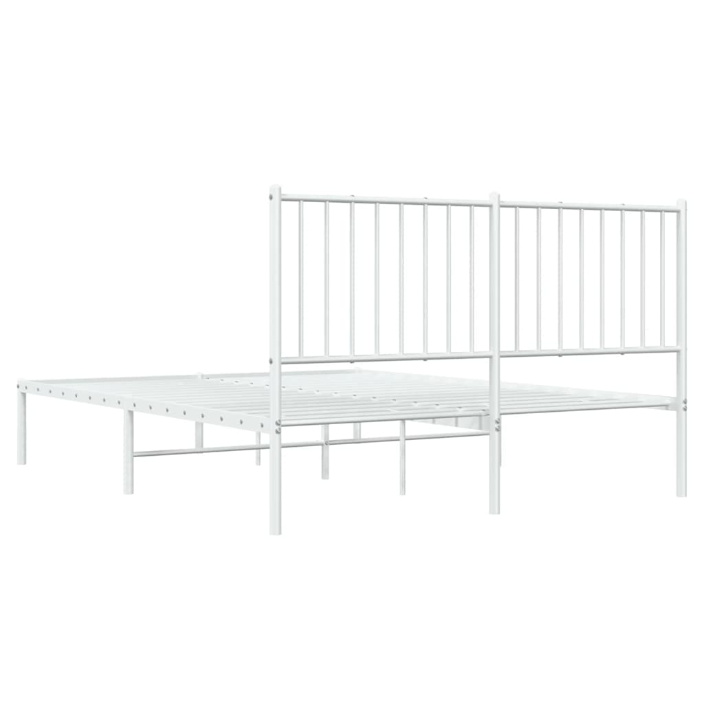 Metal Bed Frame without Mattress with Headboard White 135x190 cm