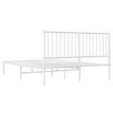 Metal Bed Frame without Mattress with Headboard White 135x190 cm - Low Angle