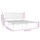 Metal Bed Frame without Mattress with Headboard White 135x190 cm - Extra Image