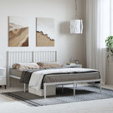Metal Bed Frame without Mattress with Headboard White 135x190 cm