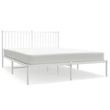 Metal Bed Frame without Mattress with Headboard White 150x200 cm - Front View