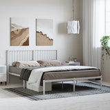 Metal Bed Frame without Mattress with Headboard White 150x200 cm - Side View