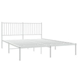 Metal Bed Frame without Mattress with Headboard White 150x200 cm - Top-Down View