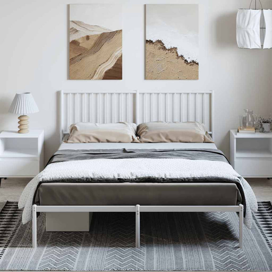 Metal Bed Frame without Mattress with Headboard White 150x200 cm