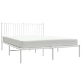 Metal Bed Frame without Mattress with Headboard White 150x200 cm - Rear View