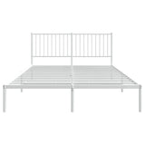 Metal Bed Frame without Mattress with Headboard White 150x200 cm - Close-Up Angle