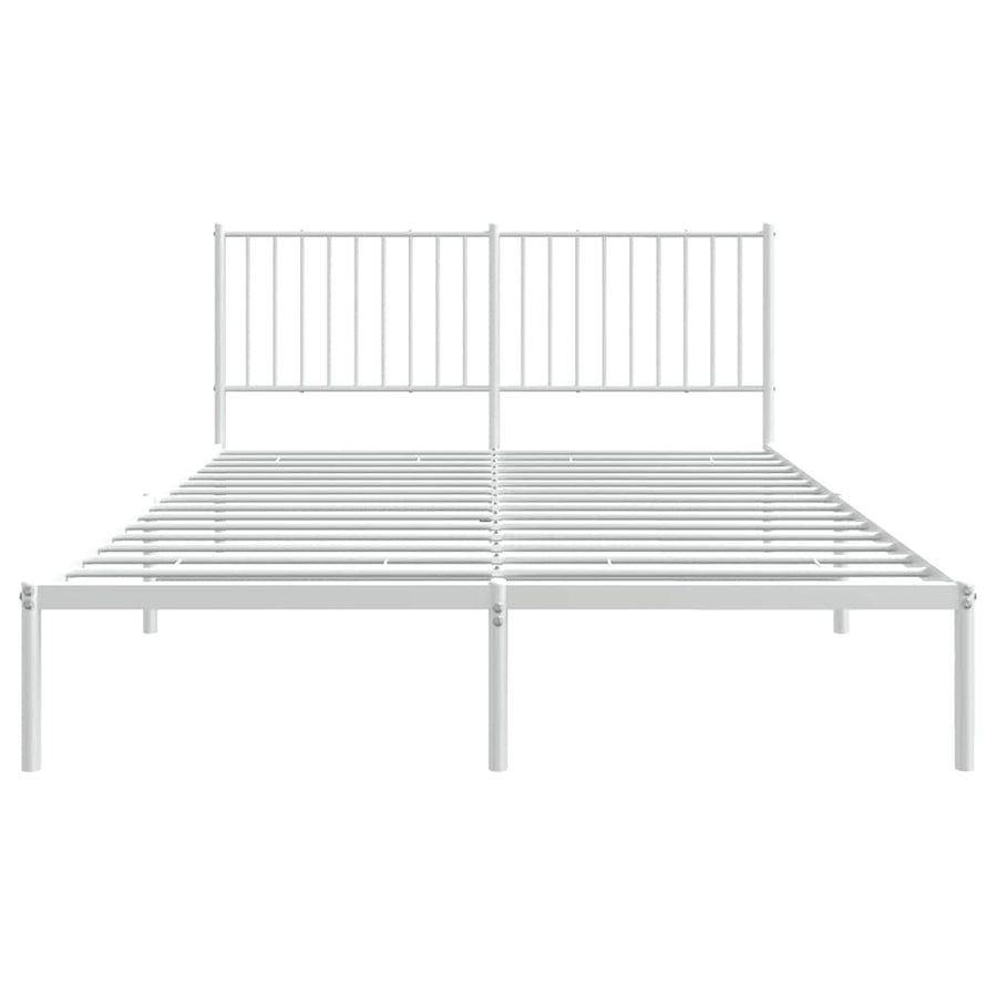 Metal Bed Frame without Mattress with Headboard White 150x200 cm