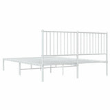 Metal Bed Frame without Mattress with Headboard White 150x200 cm - Extra Image