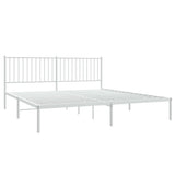 Metal Bed Frame without Mattress with Headboard White 183x203 cm King