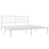 Metal Bed Frame without Mattress with Headboard White 183x203 cm King - Side View