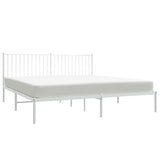 Metal Bed Frame without Mattress with Headboard White 183x203 cm King - Top-Down View
