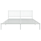 Metal Bed Frame without Mattress with Headboard White 183x203 cm King