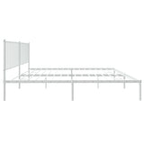 Metal Bed Frame without Mattress with Headboard White 183x203 cm King - Rear View