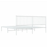 Metal Bed Frame without Mattress with Headboard White 183x203 cm King - Close-Up Angle