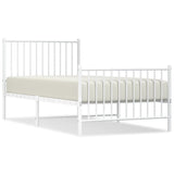 Metal Bed Frame without Mattress with Footboard White 90x190 cm