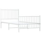 Metal Bed Frame without Mattress with Footboard White 90x190 cm