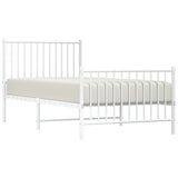 Metal Bed Frame without Mattress with Footboard White 90x190 cm - Top-Down View