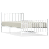 Metal Bed Frame without Mattress with Footboard White 107x203 cm King Single - Front View