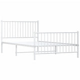 Metal Bed Frame without Mattress with Footboard White 107x203 cm King Single