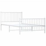 Metal Bed Frame without Mattress with Footboard White 107x203 cm King Single - Side View
