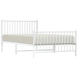 Metal Bed Frame without Mattress with Footboard White 107x203 cm King Single