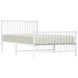 Metal Bed Frame without Mattress with Footboard White 107x203 cm King Single - Top-Down View