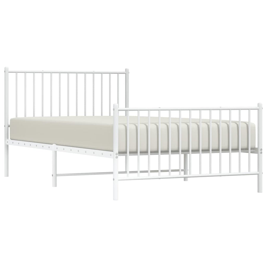 Metal Bed Frame without Mattress with Footboard White 107x203 cm King Single