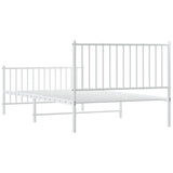 Metal Bed Frame without Mattress with Footboard White 107x203 cm King Single