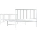 Metal Bed Frame without Mattress with Footboard White 107x203 cm King Single - Close-Up Angle