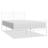 Metal Bed Frame without Mattress with Footboard White 135x190 cm - Front View