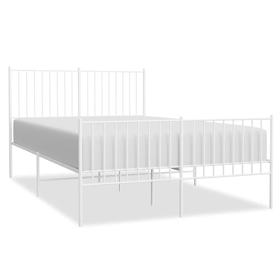Metal Bed Frame without Mattress with Footboard White 135x190 cm