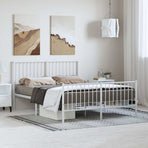 Metal Bed Frame without Mattress with Footboard White 135x190 cm