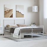 Metal Bed Frame without Mattress with Footboard White 135x190 cm - Side View