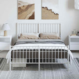 Metal Bed Frame without Mattress with Footboard White 135x190 cm - 45-Degree Angle