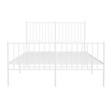 Metal Bed Frame without Mattress with Footboard White 135x190 cm