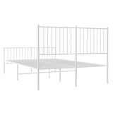 Metal Bed Frame without Mattress with Footboard White 135x190 cm - Extra Image