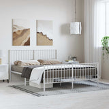 Metal Bed Frame without Mattress with Footboard White 150x200 cm - Side View