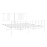 Metal Bed Frame without Mattress with Footboard White 150x200 cm