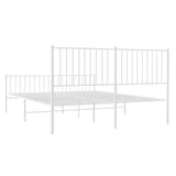 Metal Bed Frame without Mattress with Footboard White 150x200 cm