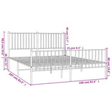 Metal Bed Frame without Mattress with Footboard White 150x200 cm