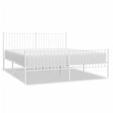 Metal Bed Frame without Mattress with Footboard White 183x203 cm King - Front View