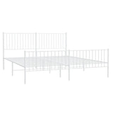 Metal Bed Frame without Mattress with Footboard White 183x203 cm King