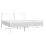 Metal Bed Frame without Mattress with Footboard White 183x203 cm King - Top-Down View