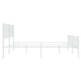 Metal Bed Frame without Mattress with Footboard White 183x203 cm King