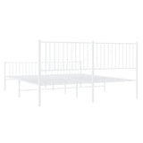Metal Bed Frame without Mattress with Footboard White 183x203 cm King - Close-Up Angle