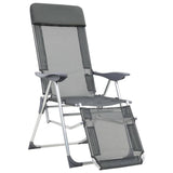 Folding Camping Chairs with Footrests 2 pcs Grey Textilene - Front View