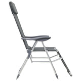 Folding Camping Chairs with Footrests 2 pcs Grey Textilene - 45-Degree Angle
