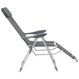 Folding Camping Chairs with Footrests 2 pcs Grey Textilene - Rear View