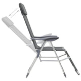 Folding Camping Chairs with Footrests 2 pcs Grey Textilene - Close-Up Angle